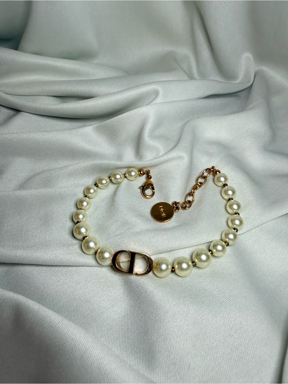 Dior Ivory Pearl Bracelet with Gold CD Accent